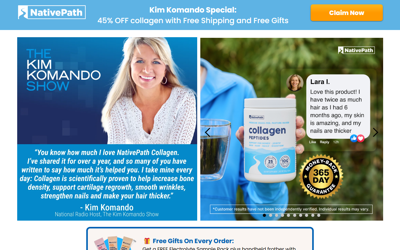 NativePath sponsor landing page advertised on Kim Komando Daily Tech Update