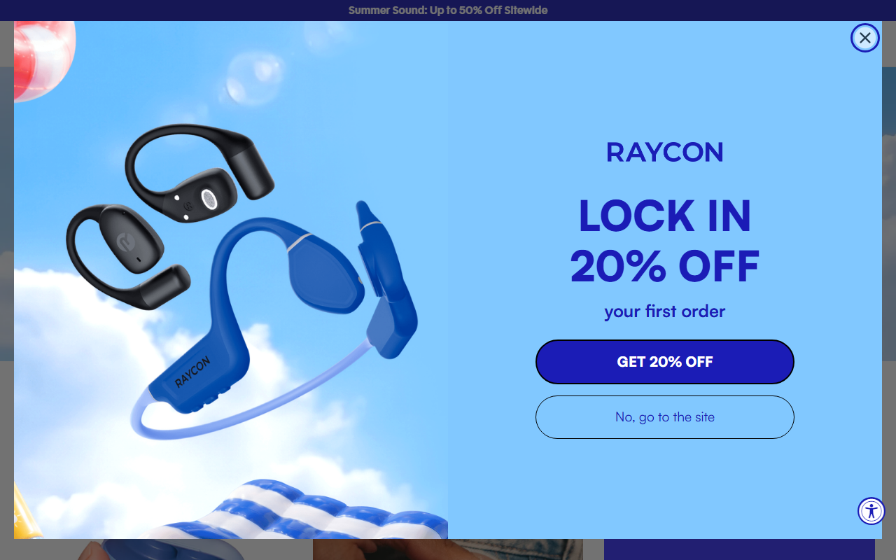Raycon sponsor landing page advertised on Kim Komando Daily Tech Update