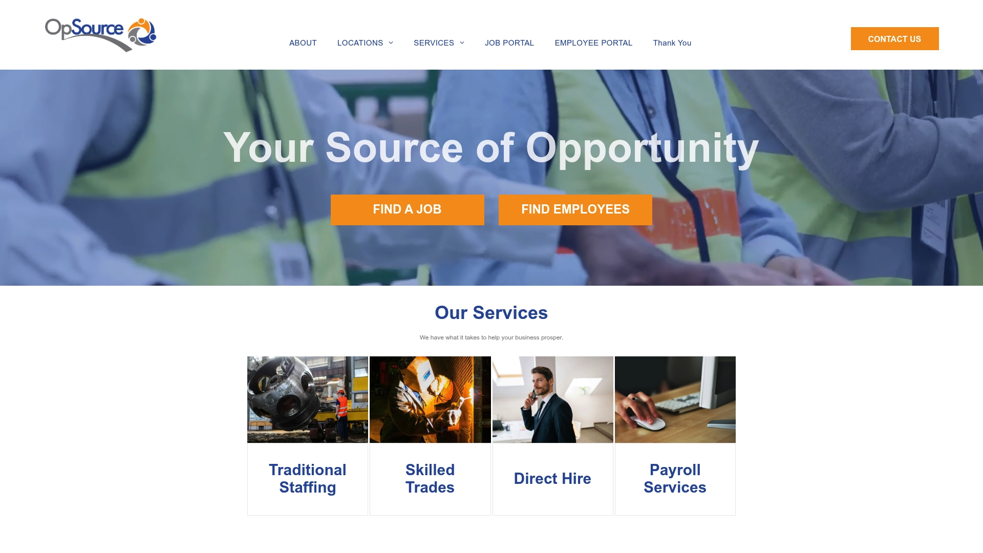 Opsource Staffing sponsor landing page advertised on The John Phillips Show