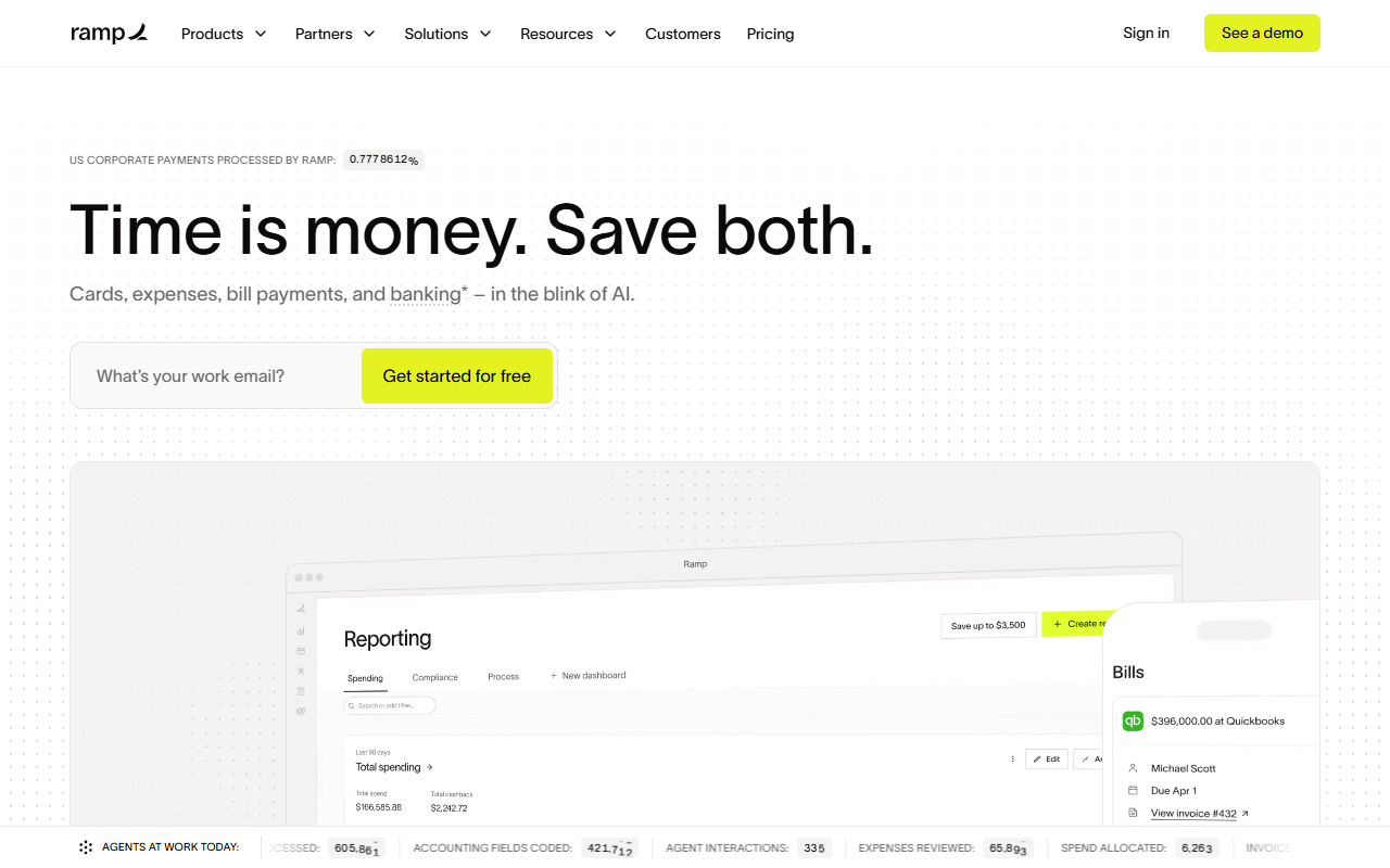 Ramp sponsor landing page advertised on David Senra