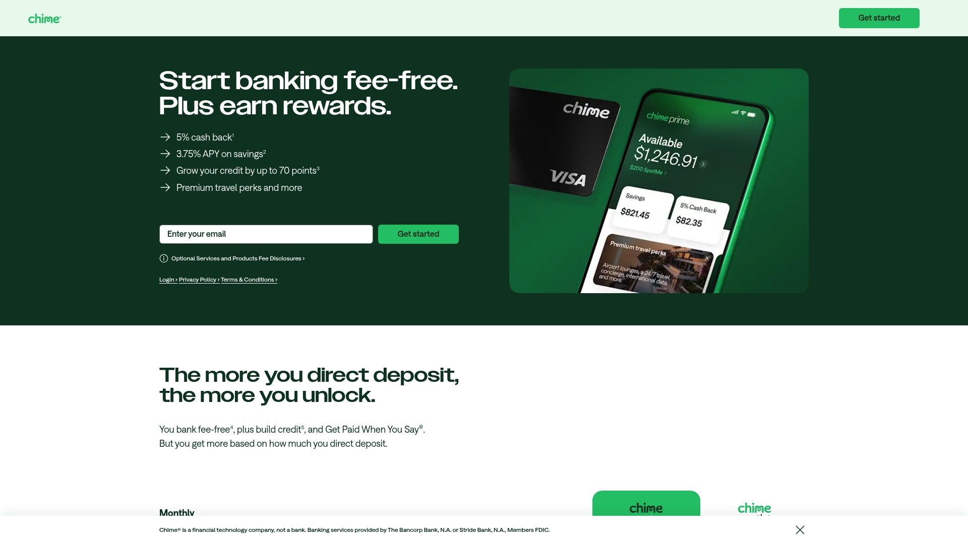 Chime sponsor landing page advertised on Pod Save America