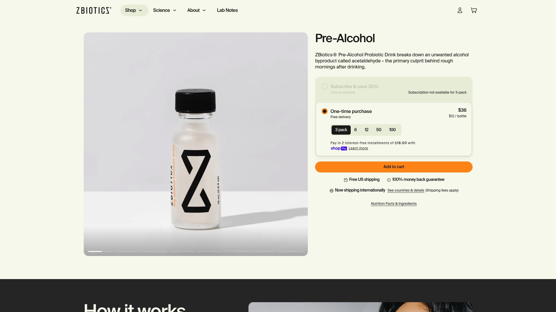 ZBiotics sponsor landing page advertised on Girls Gotta Eat