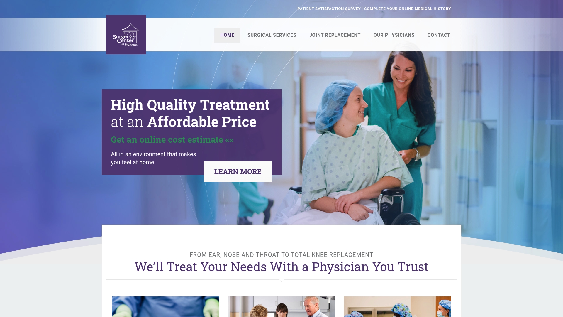 Surgery Center at Pelham sponsor landing page advertised on Sword and Scale