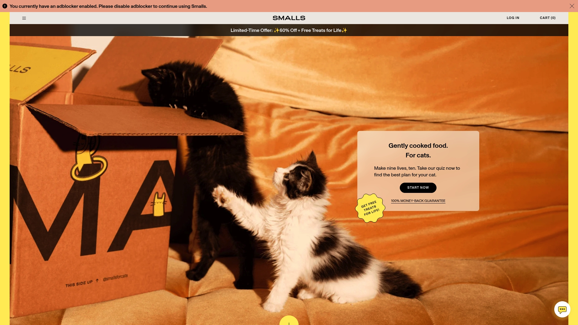 Smalls sponsor landing page advertised on Radiolab