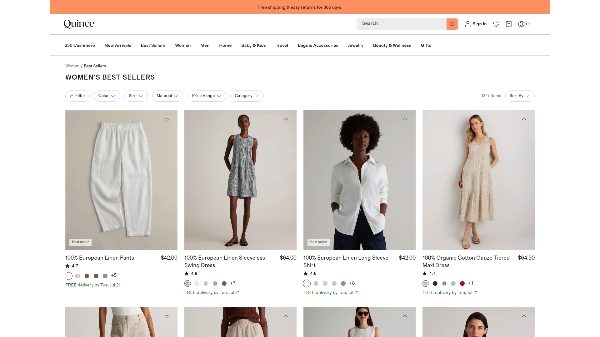 Quince sponsor landing page advertised on Criminal