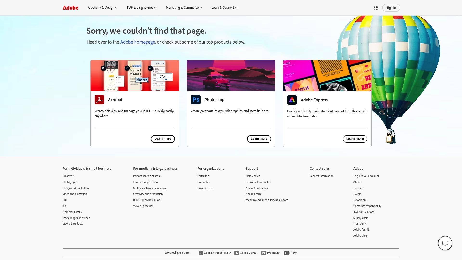 Adobe Acrobat sponsor landing page advertised on The Right Time with Bomani Jones