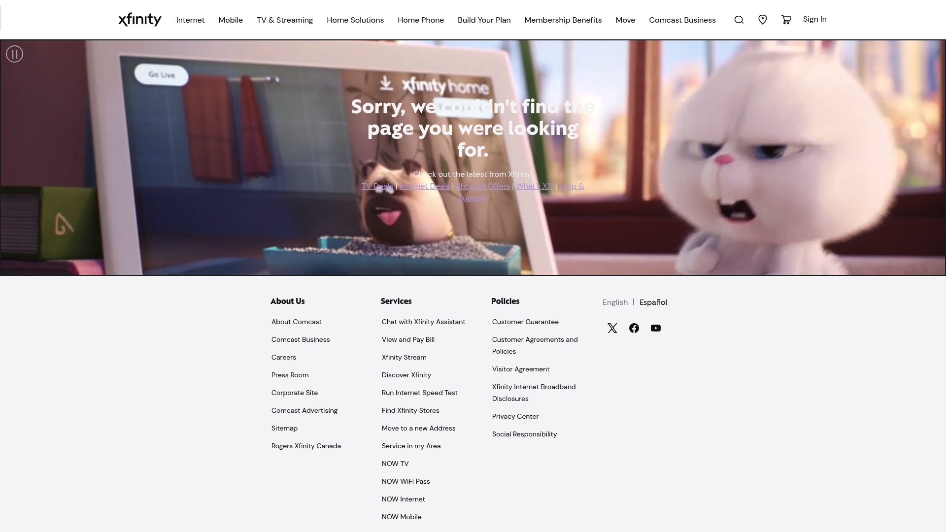 Xfinity sponsor landing page advertised on Snap Judgment