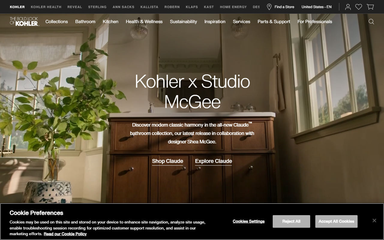 Kohler sponsor landing page advertised on TED Talks Daily