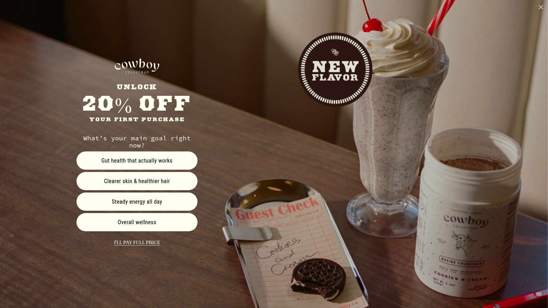Cowboy Colostrum sponsor landing page advertised on The Spillover with Alex Clark
