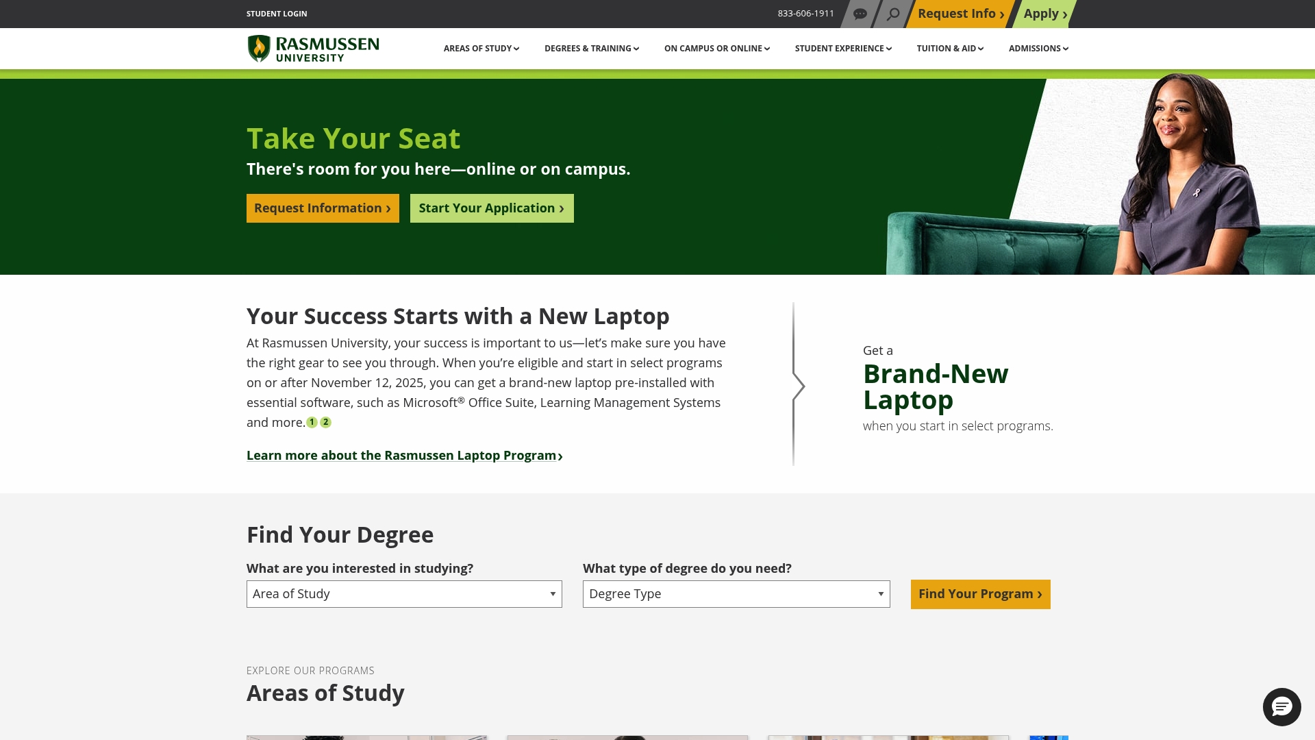 Rasmussen University sponsor landing page advertised on Crime Stories with Nancy Grace