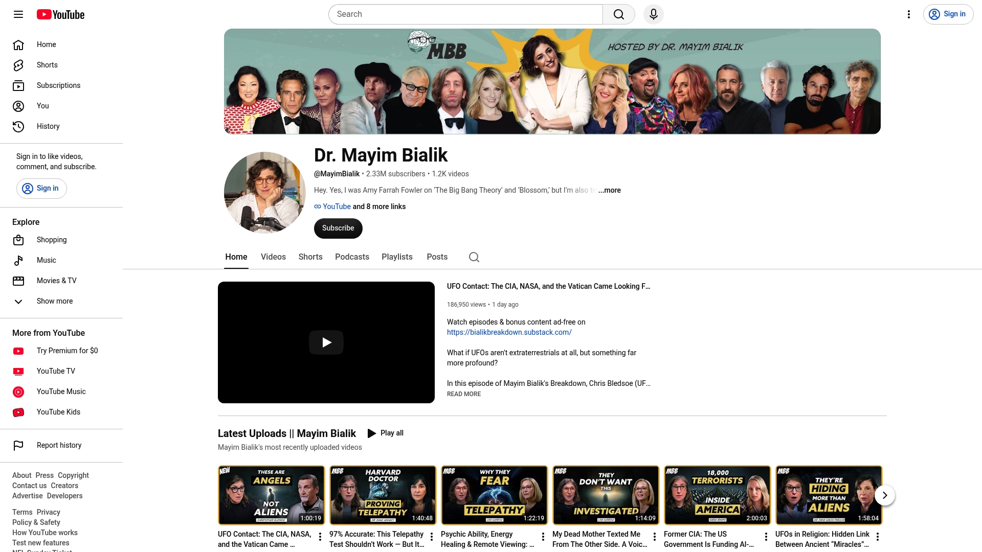 Mayim Bialik's Breakdown sponsor landing page advertised on Into the Impossible With Brian Keating