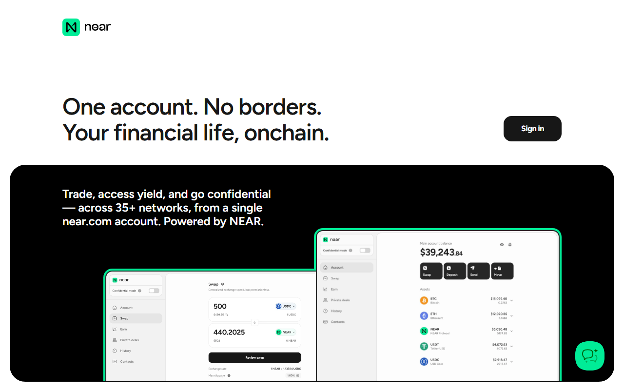 NEAR sponsor landing page advertised on Bankless