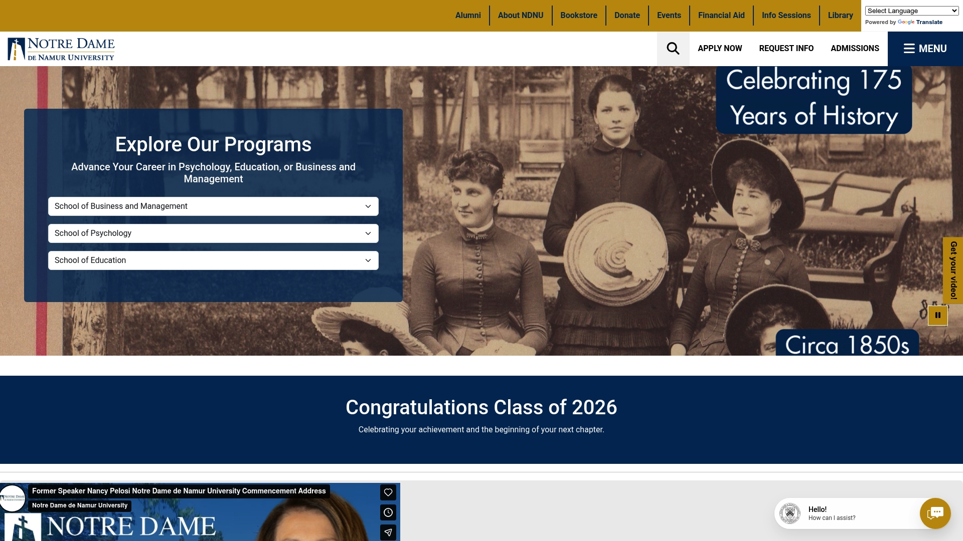 Notre Dame de Namur University sponsor landing page advertised on The Nerve with Maureen Callahan