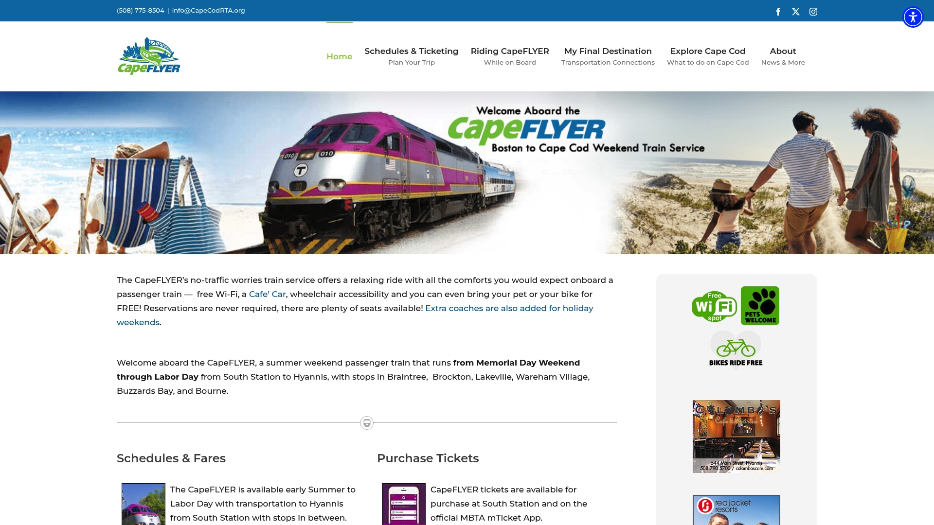 Cape Flyer sponsor landing page advertised on Quest for Success