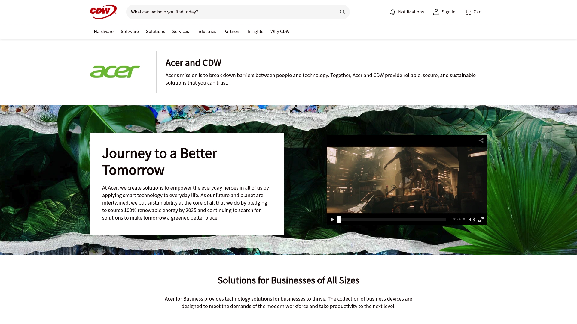 CDW sponsor landing page advertised on The $100 MBA Show