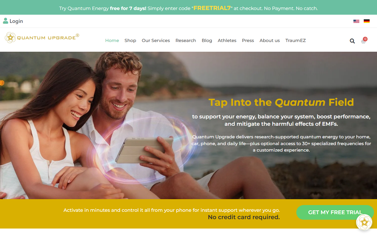 Quantum Upgrade sponsor landing page advertised on Boundless Life