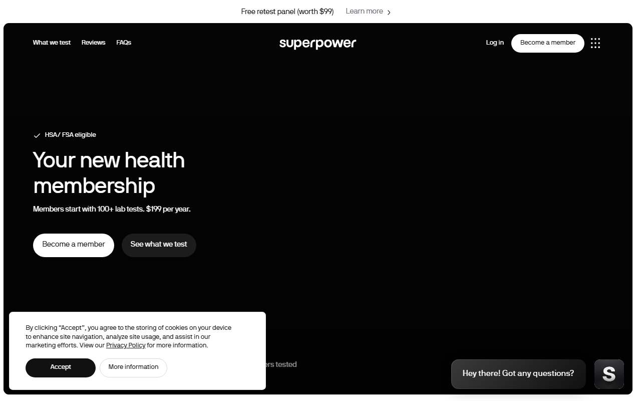 Superpower sponsor landing page advertised on Insight with Chris Van Vliet
