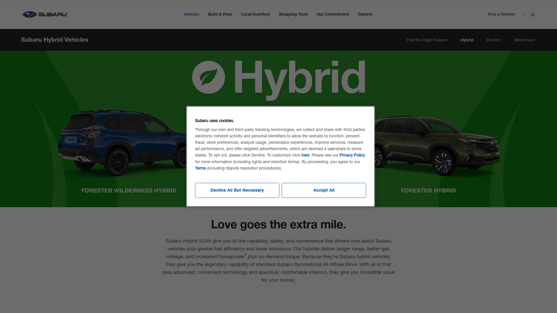 Subaru sponsor landing page advertised on Good Hang with Amy Poehler