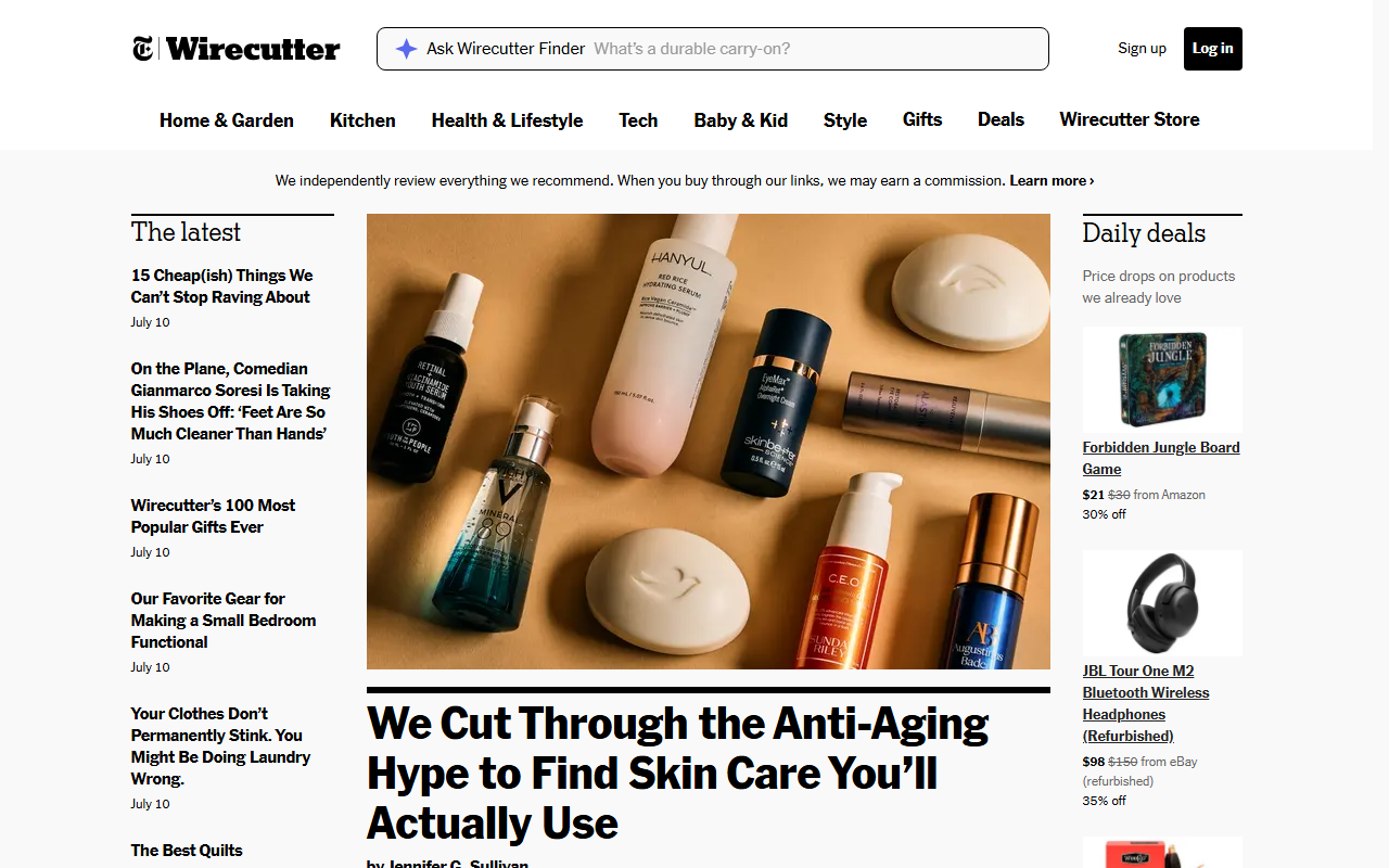 Wirecutter sponsor landing page advertised on The Daily