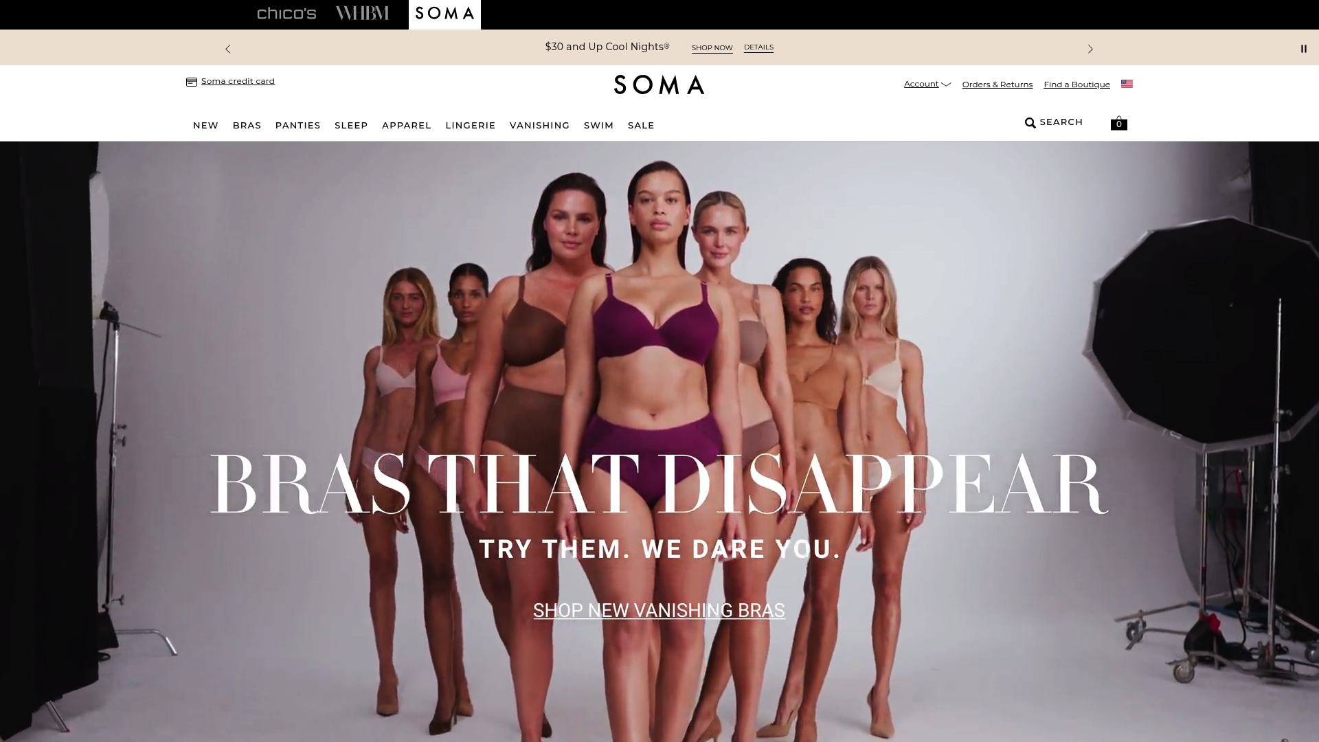 Soma Intimates sponsor landing page advertised on Dateline NBC