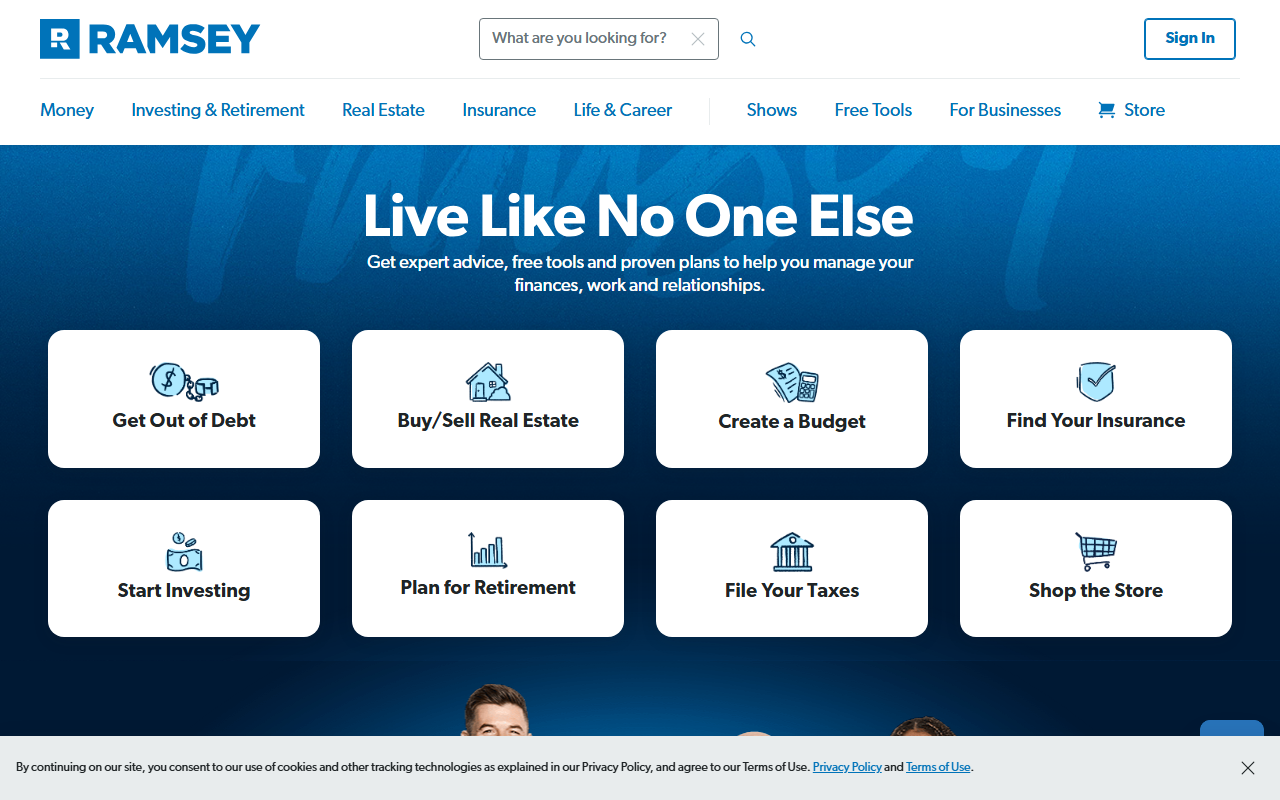 Ask Ramsey sponsor landing page advertised on The Ramsey Show