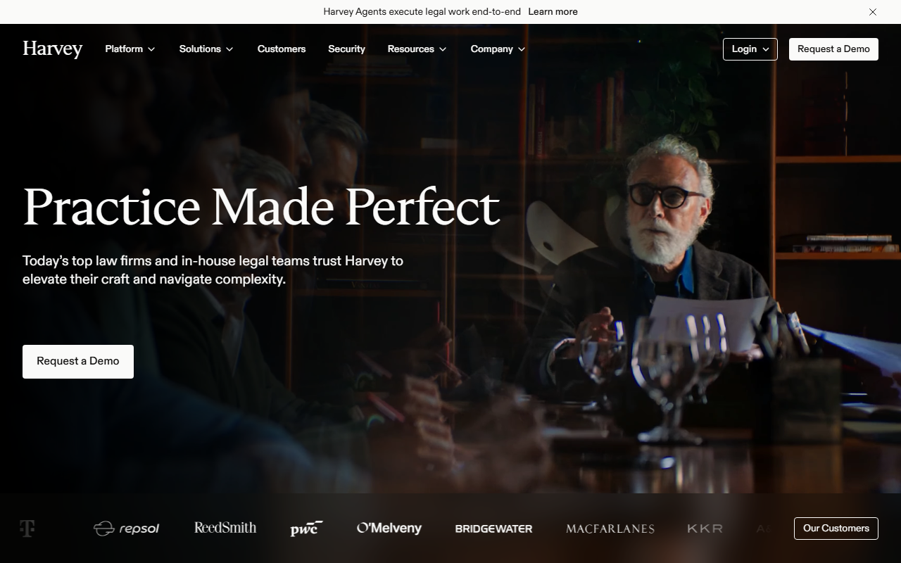 Harvey AI sponsor landing page advertised on Pivot