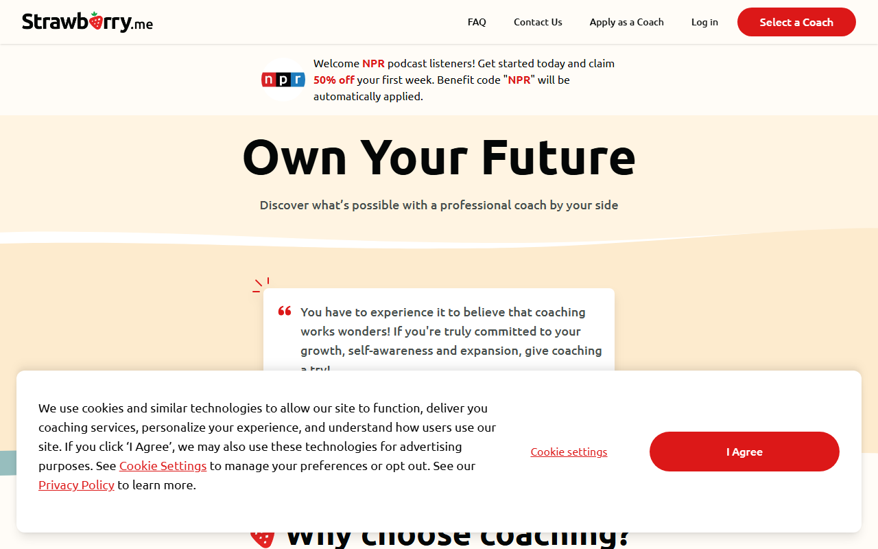 strawberry.me sponsor landing page advertised on Fresh Air