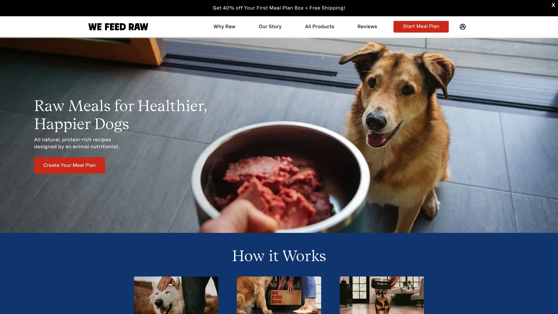 We Feed Raw sponsor landing page advertised on Bulwark Takes