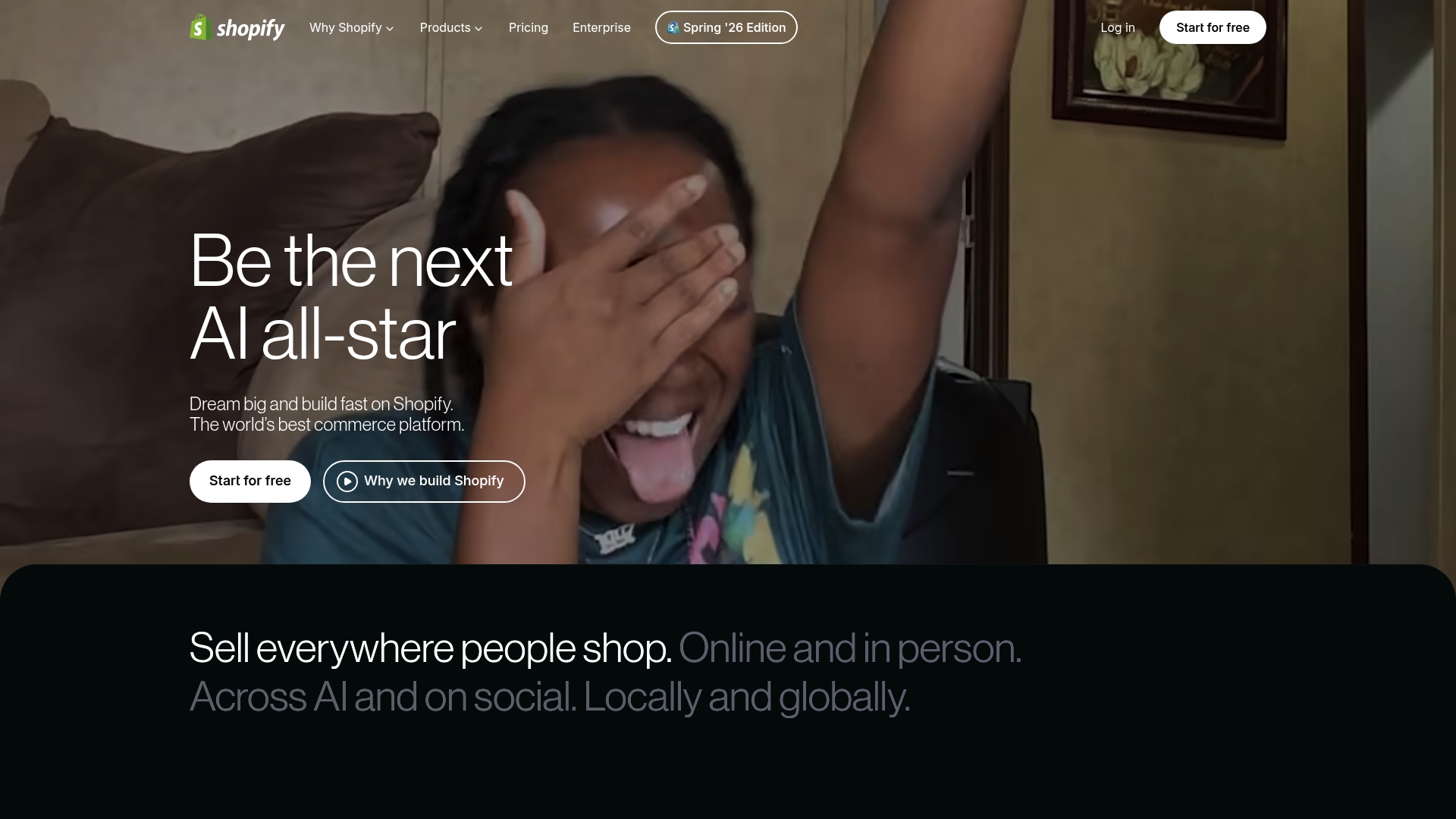 Shopify sponsor landing page advertised on Up First