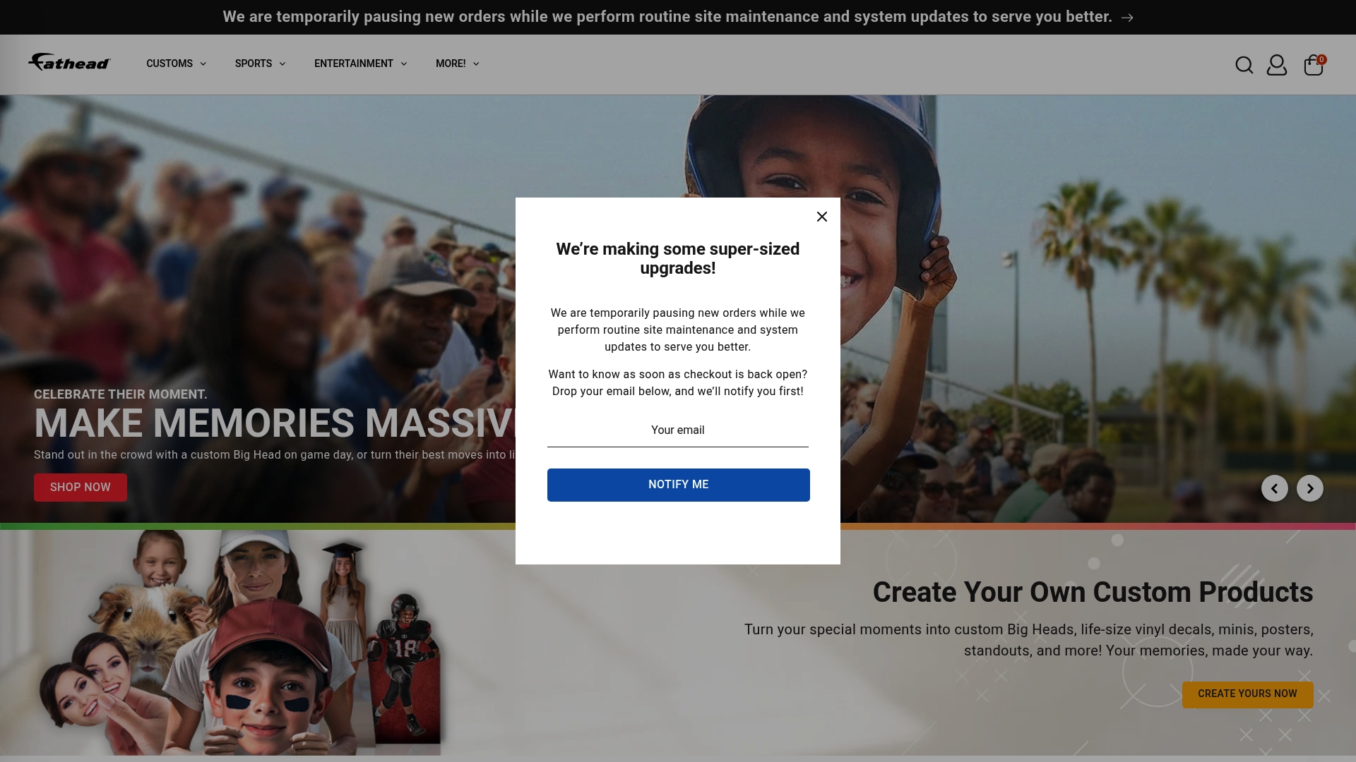 Fathead sponsor landing page advertised on DOUBL3 COVERAGE PODCAST
