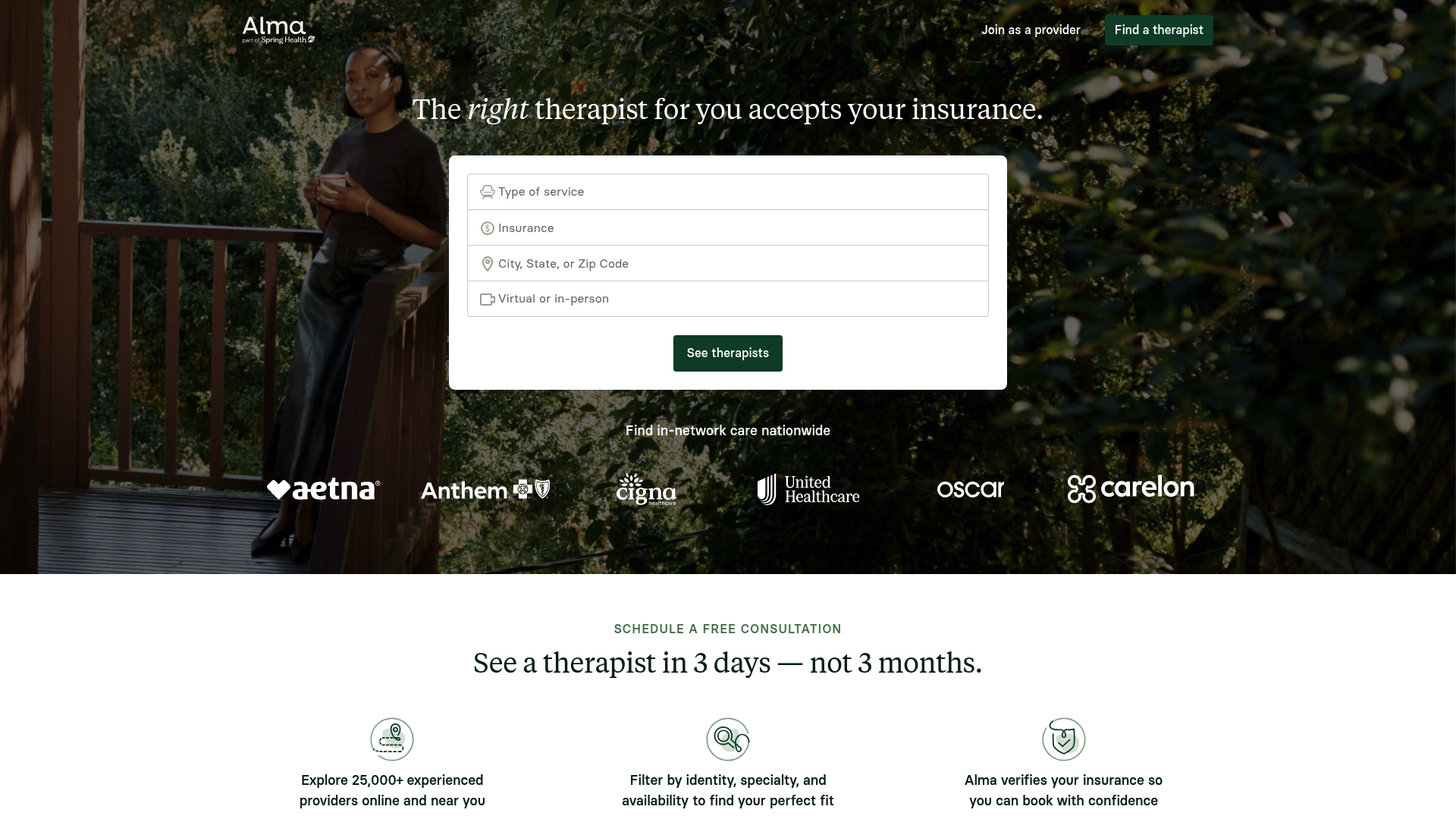 Alma sponsor landing page advertised on The Moth