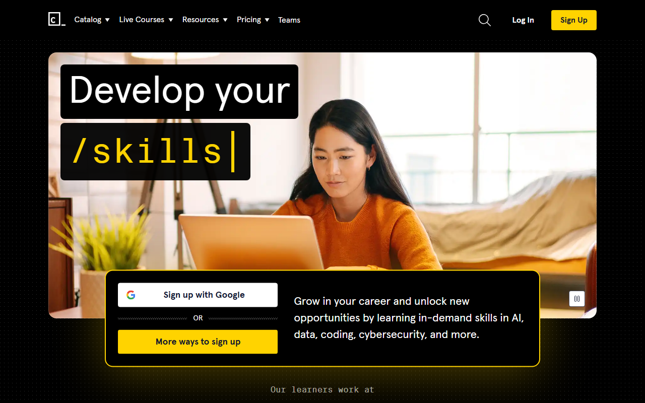Codecademy sponsor landing page advertised on Front Burner