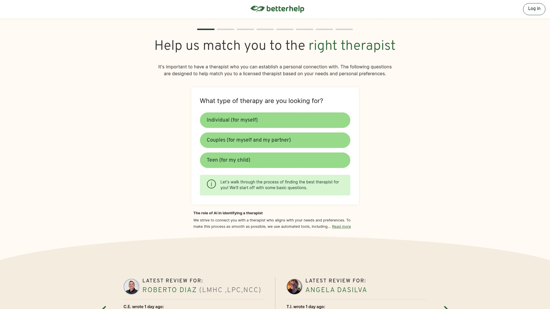 BetterHelp sponsor landing page advertised on Toni and Ryan