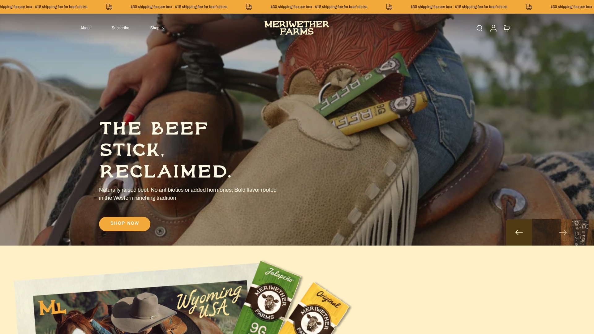 Meriwether Farms sponsor landing page advertised on KILL TONY