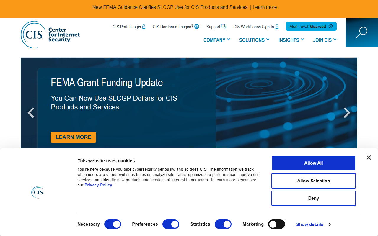 Center for Internet Security sponsor landing page advertised on Discover Crypto