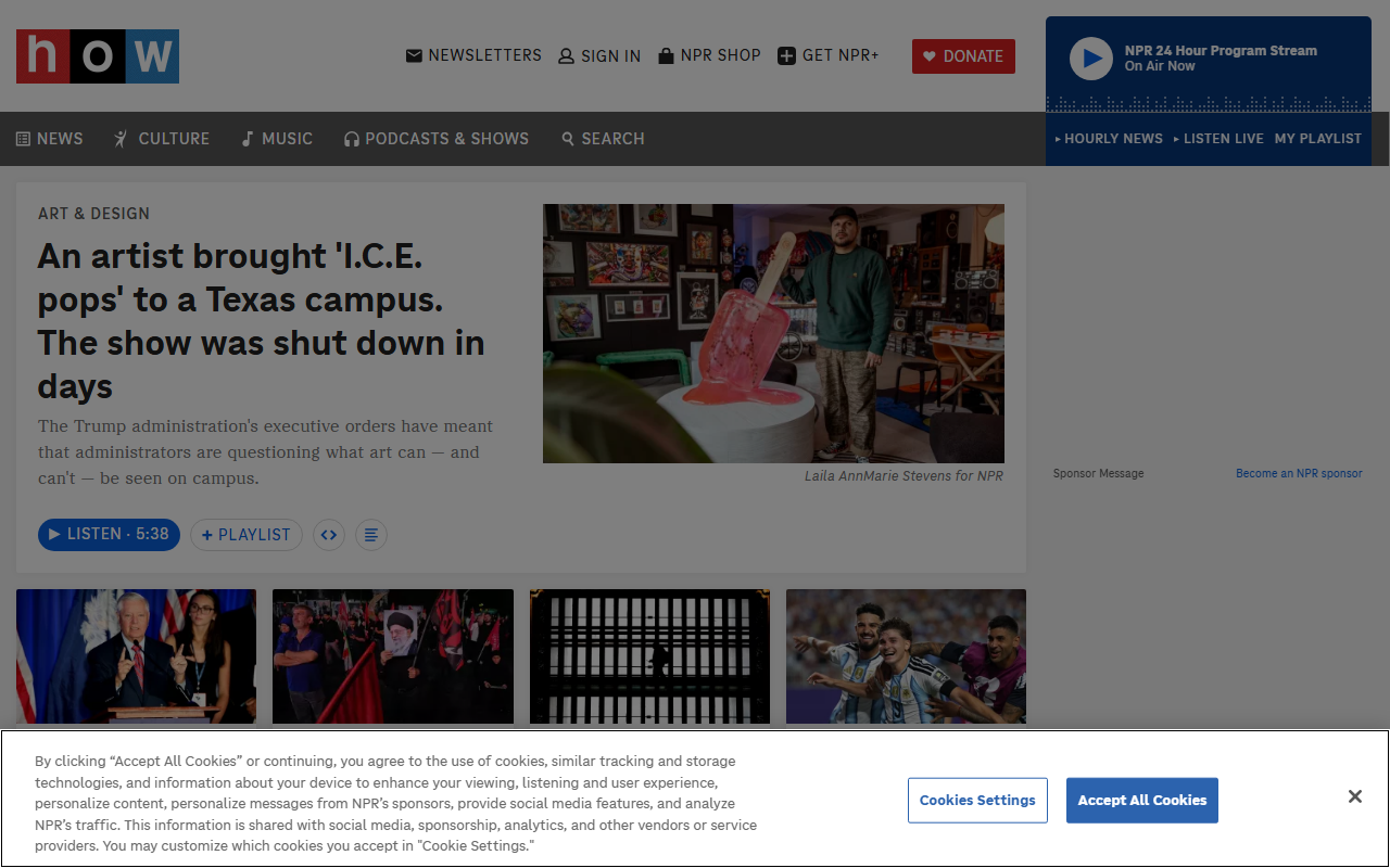Amazon Prime sponsor landing page advertised on NPR News Now