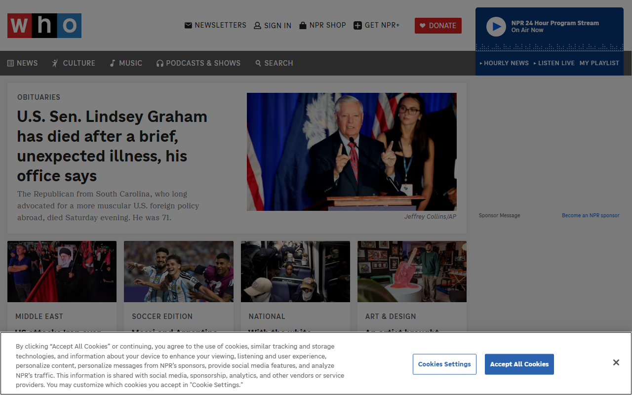 Amazon Prime sponsor landing page advertised on NPR News Now