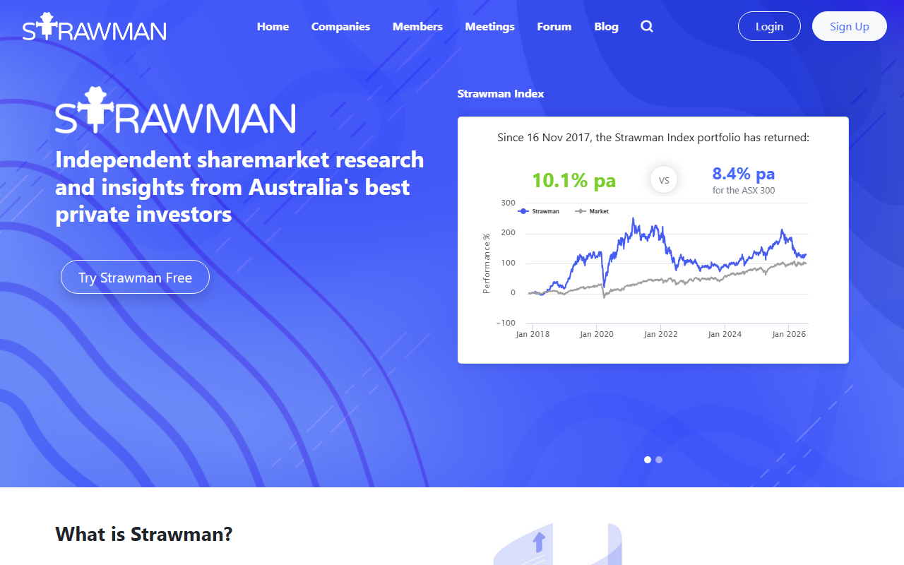 strawman.com sponsor landing page advertised on Motley Fool Money